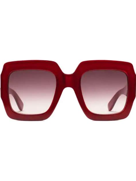 tyga gucci red sunglasses|Women's Designer Square & Rectangle Sunglasses .